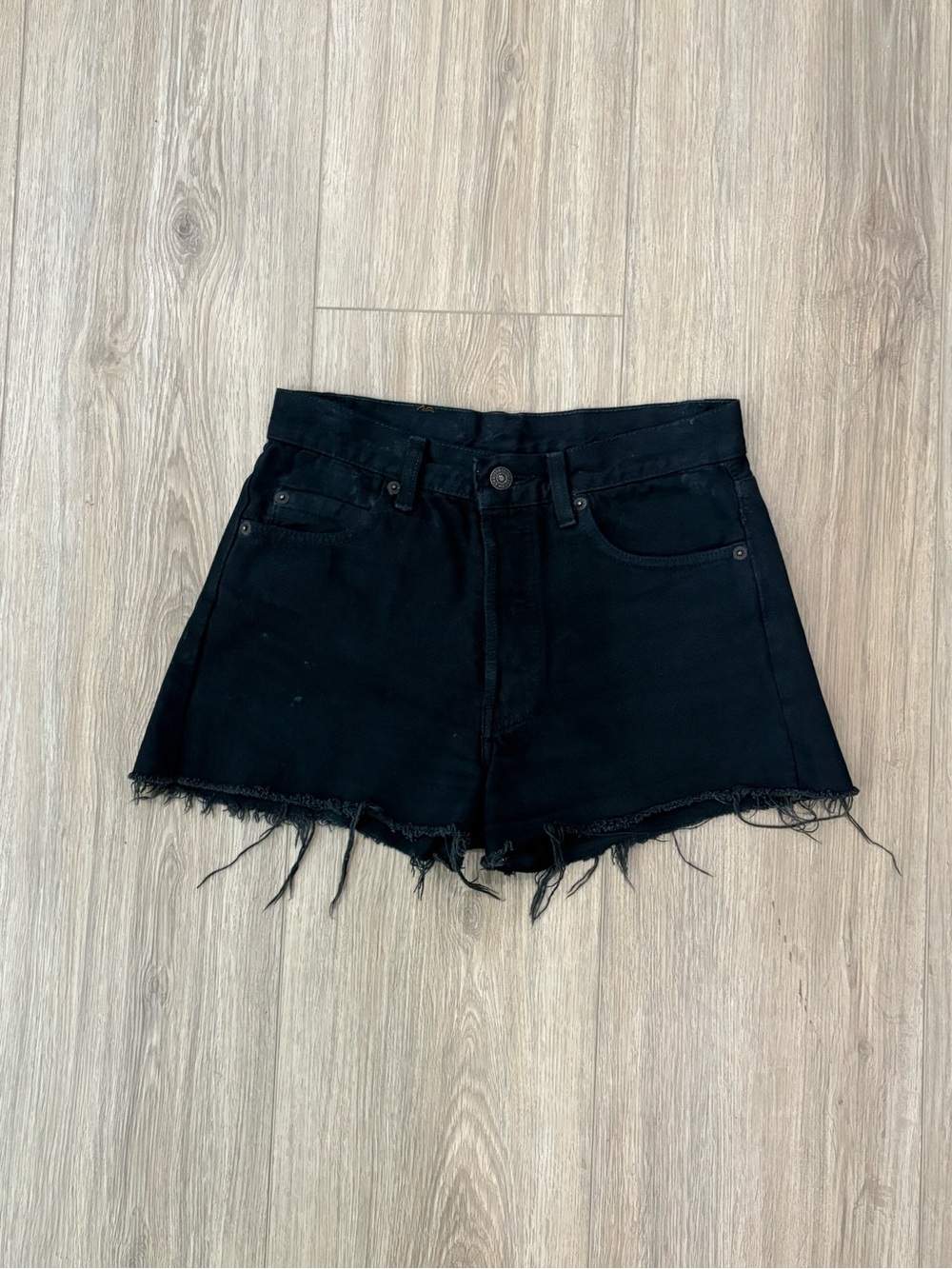 Black Vintage Levi Frayed Hem Women’s Denim Shorts